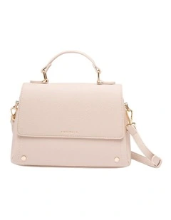 Mocha Sienna Stud Top Handle Crossbody Bag in Ecru