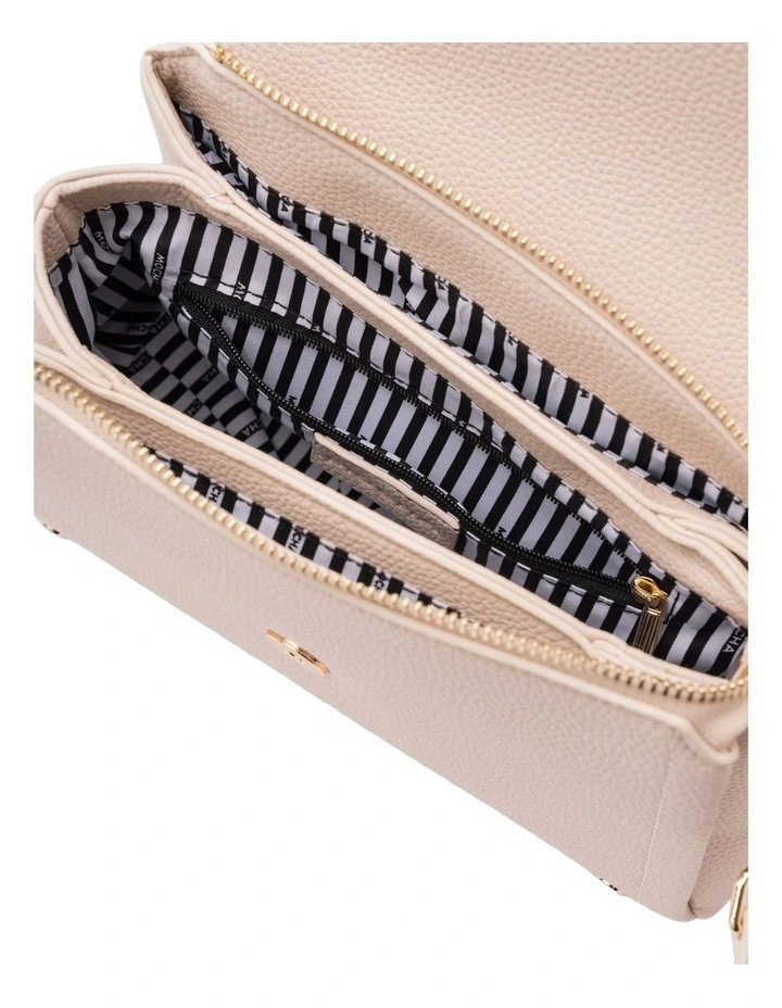 Mocha Sienna Stud Top Handle Crossbody Bag in Ecru image 3