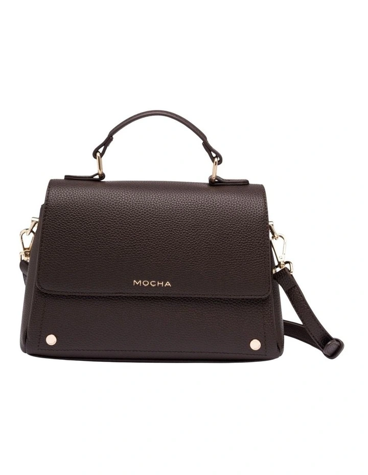 Sienna Stud Top Handle Crossbody Bag in Dark Chocolate image 1