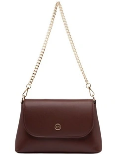 Emmy Crossbody Bag with Chain in Chestnut