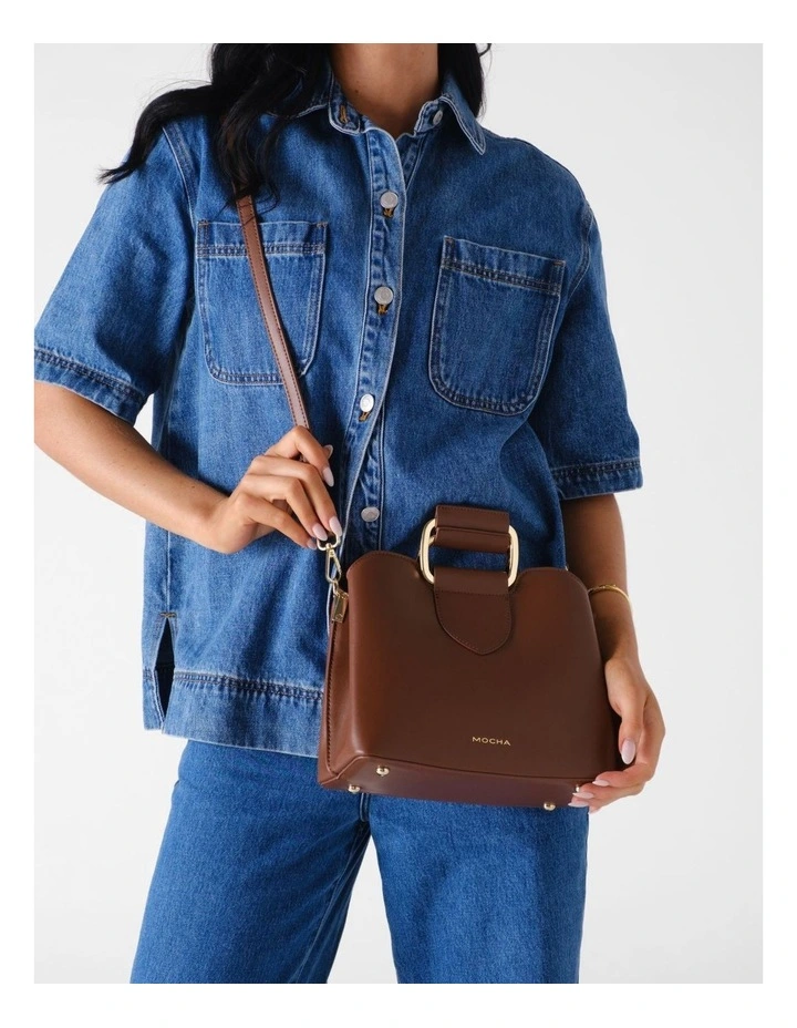 Freya Metal Handle Tote in Coffee image 3