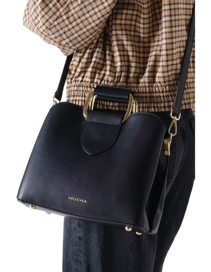 Freya Metal Handle Tote in Black image 3