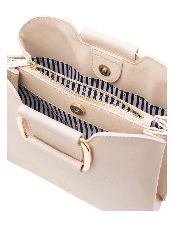 Mocha Freya Metal Handle Tote - Beige image 5