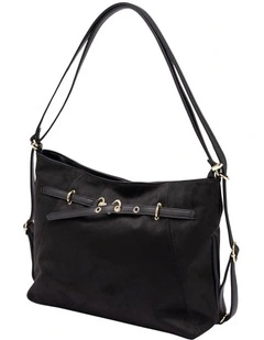 Stevie Belted Shoulder Bag in Black