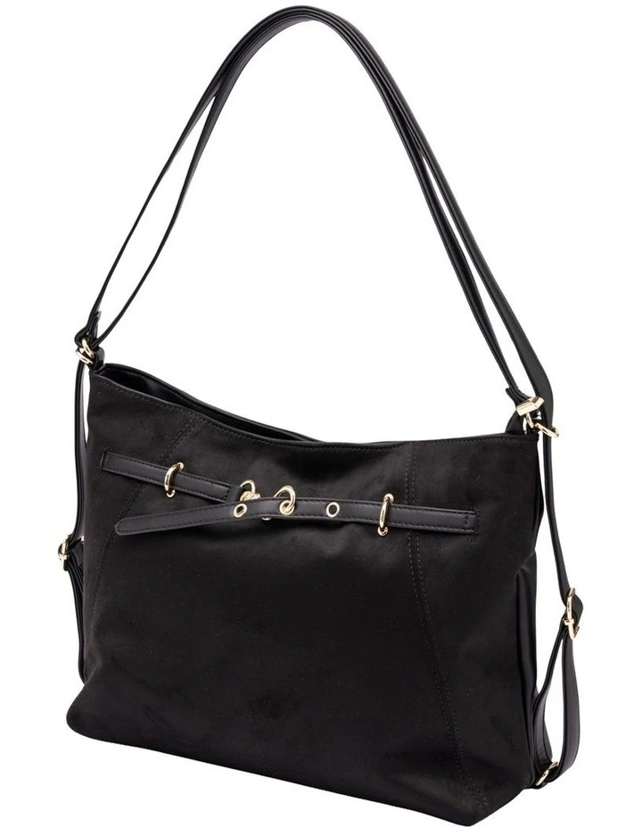 Stevie Belted Shoulder Bag in Black image 1