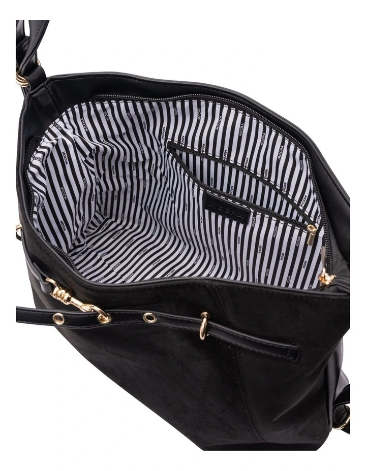 Stevie Belted Shoulder Bag in Black image 3
