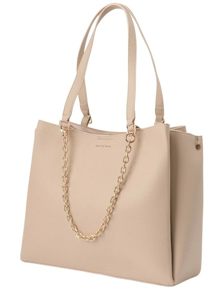 Mocha Sienna Stud Tote Bag in Beige image 2