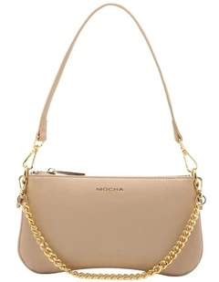 Mocha Cleo Double Shoulder Bag - Beige