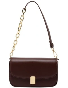 Mocha Cora Half-chain Crossbody Bag - Espresso