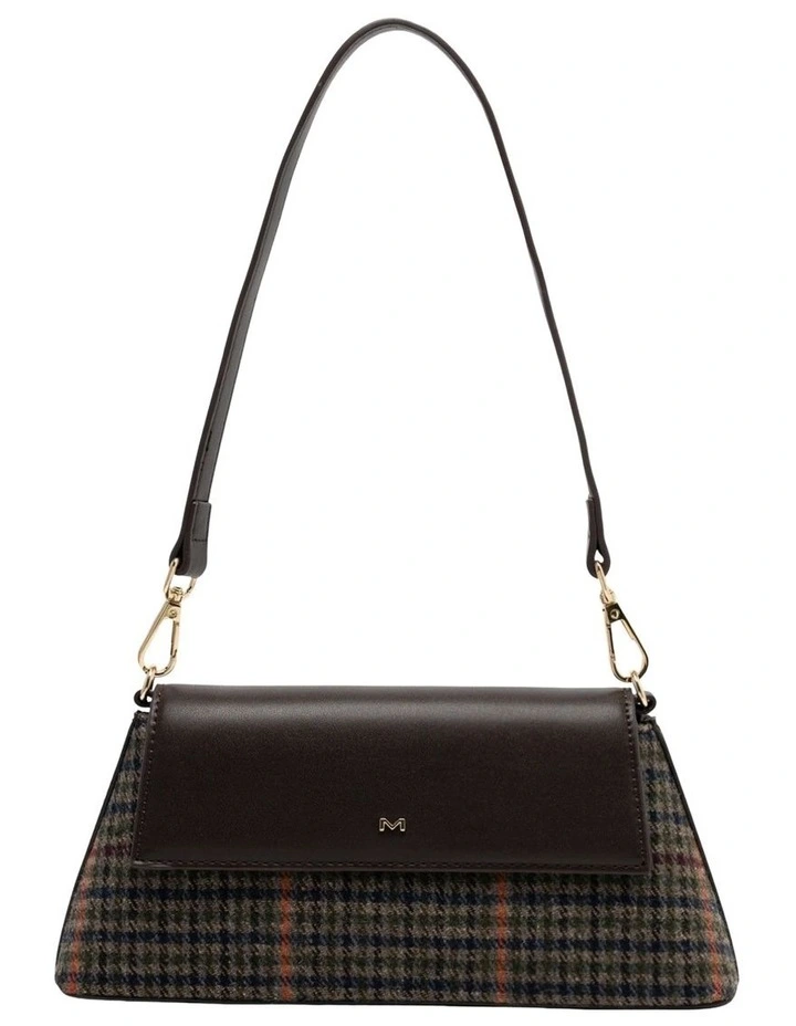 Mocha Ava Plaid Baguette Crossbody Bag - Espresso image 1
