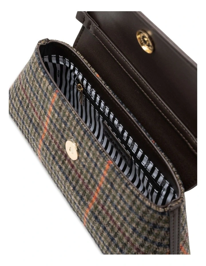 Mocha Ava Plaid Baguette Crossbody Bag - Espresso image 3