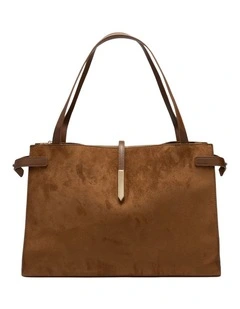Mocha Renae Suede Tote Bag - Chestnut