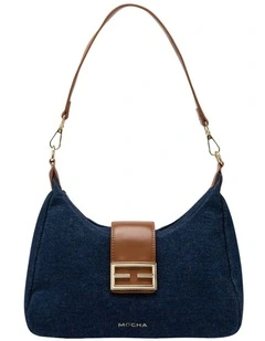 Mocha Effie Shoulder Bag - Light Denim/Tan