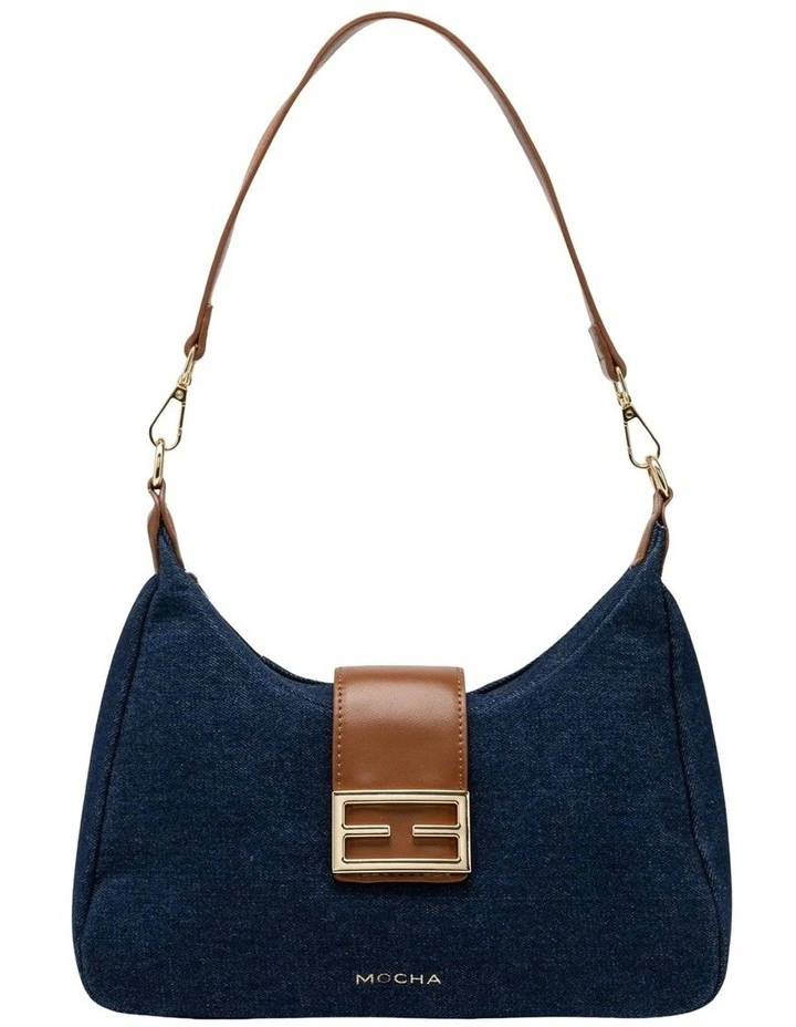 Mocha Effie Shoulder Bag - Light Denim/Tan image 1