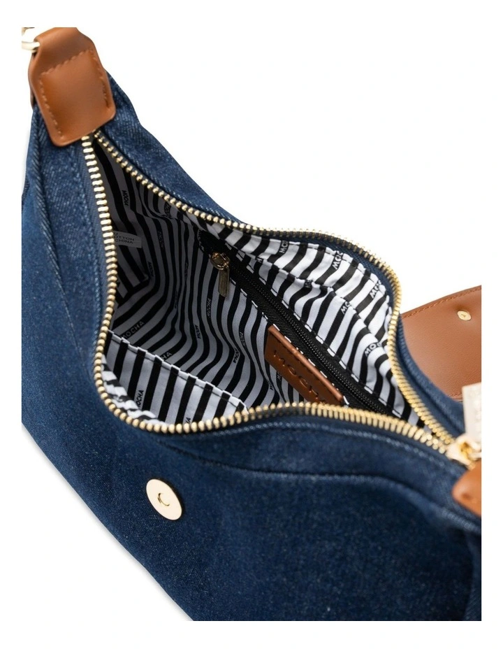 Mocha Effie Shoulder Bag - Light Denim/Tan image 3