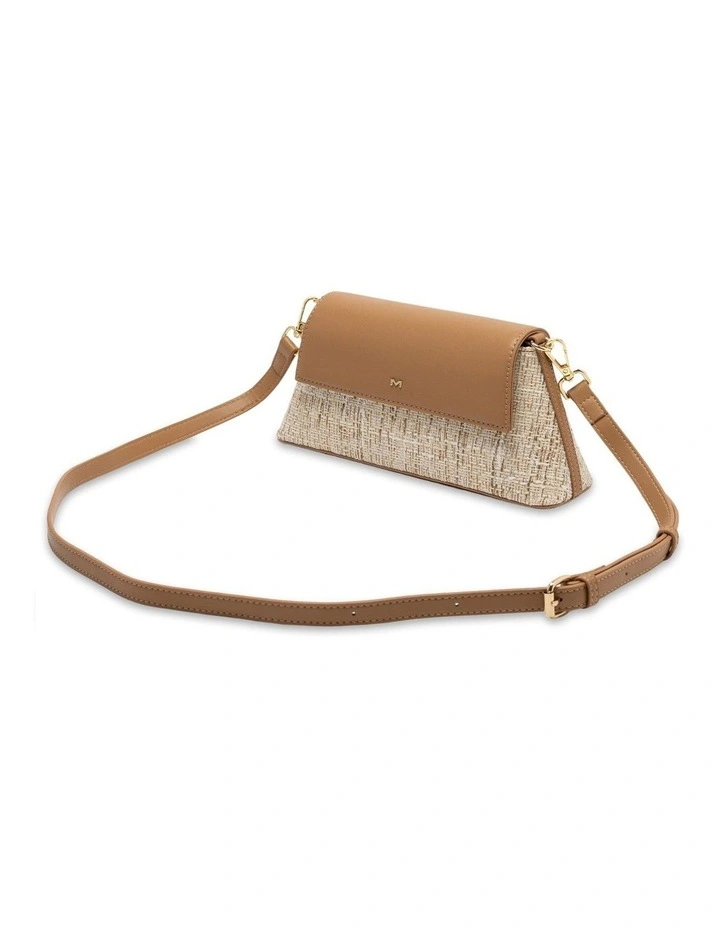 Mocha Ava Tweed Baguette Crossbody Bag - Camel image 2