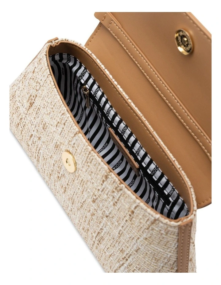 Mocha Ava Tweed Baguette Crossbody Bag - Camel image 3