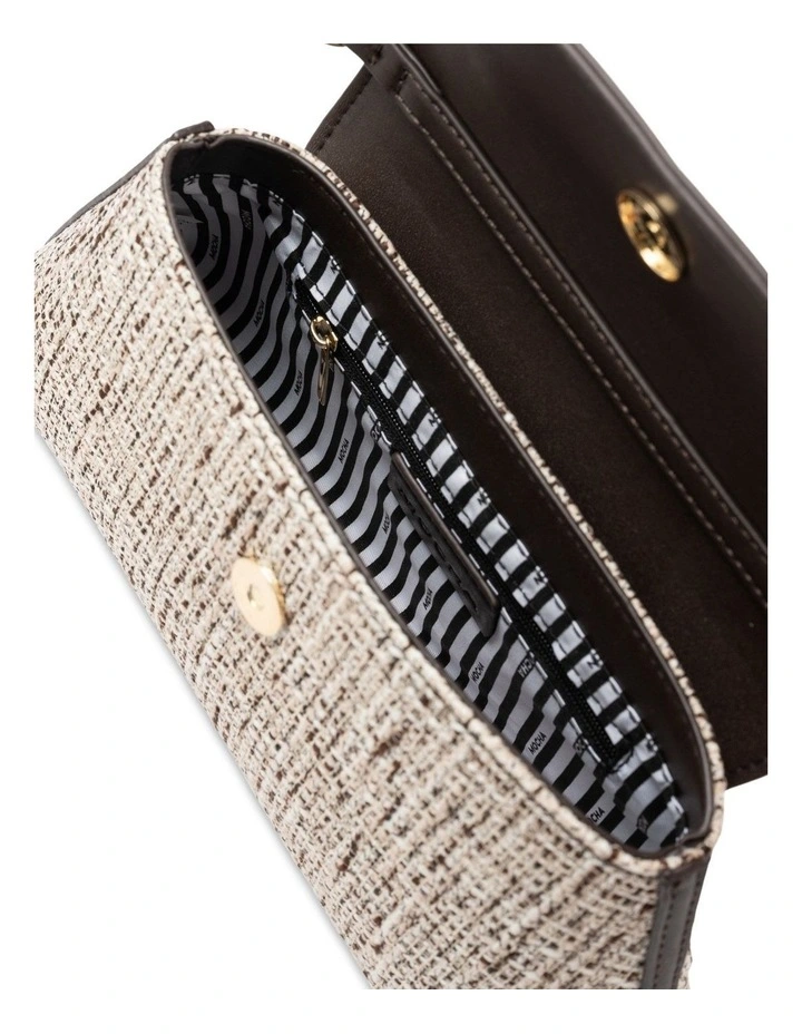 Mocha Ava Tweed Baguette Crossbody Bag - Choc image 3
