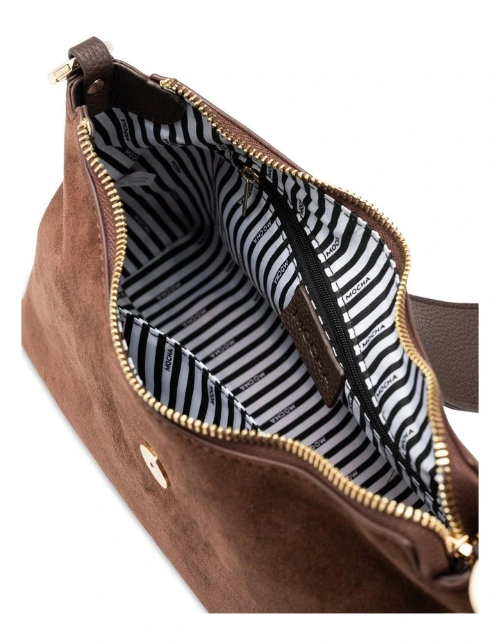 Mocha Effie Slouch Shoulder Bag Suede - Choc image 3
