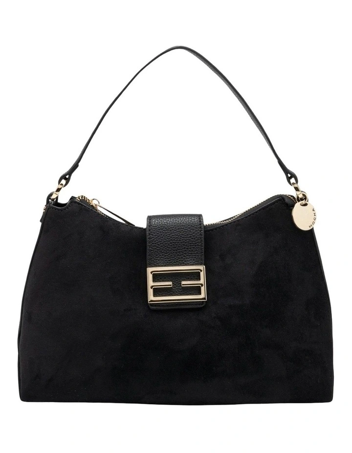 Mocha Effie Slouch Shoulder Bag Suede- Black image 1