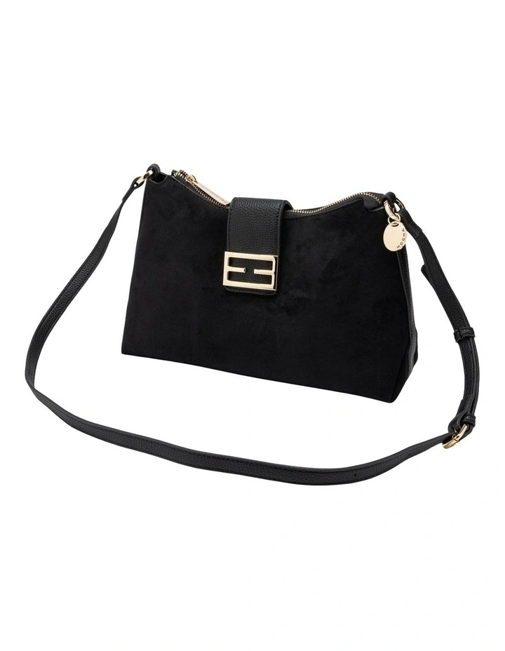 Mocha Effie Slouch Shoulder Bag Suede- Black image 2