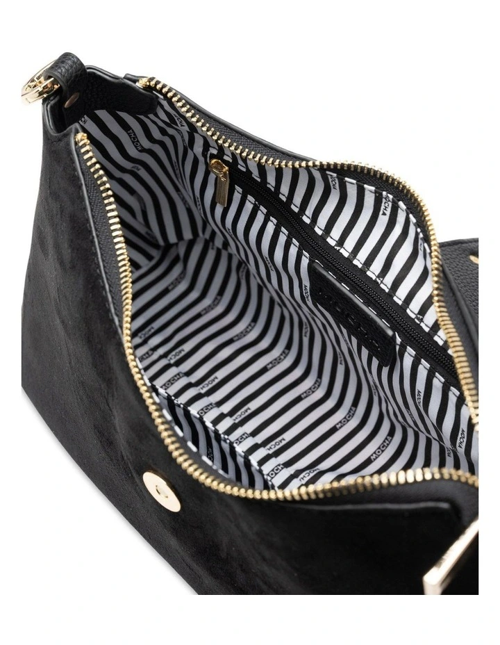 Mocha Effie Slouch Shoulder Bag Suede- Black image 3
