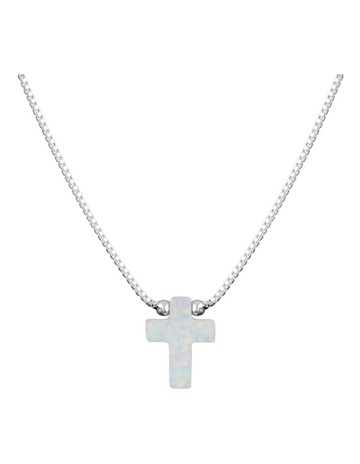 Sterling Silver Mini Cross Fine White Necklace