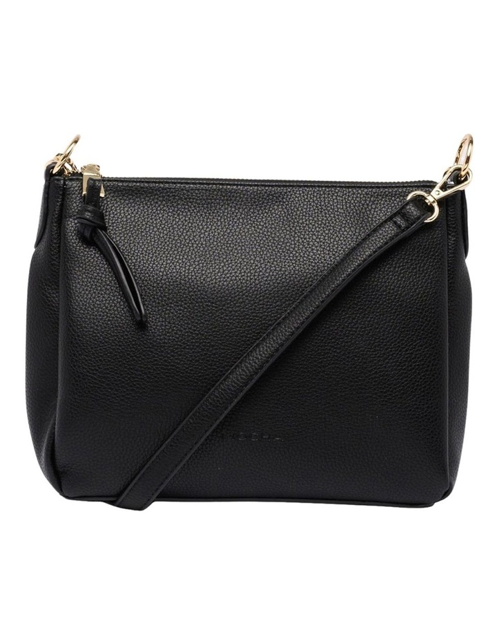 Black faux leather shoulder bag Clearance
