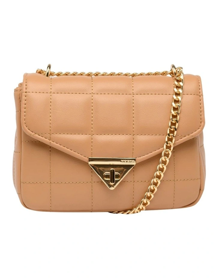 Tan quilted crossbody bag clearance