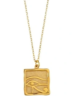 Funky Metal Symbolic Egyptian Eye Necklace in Gold