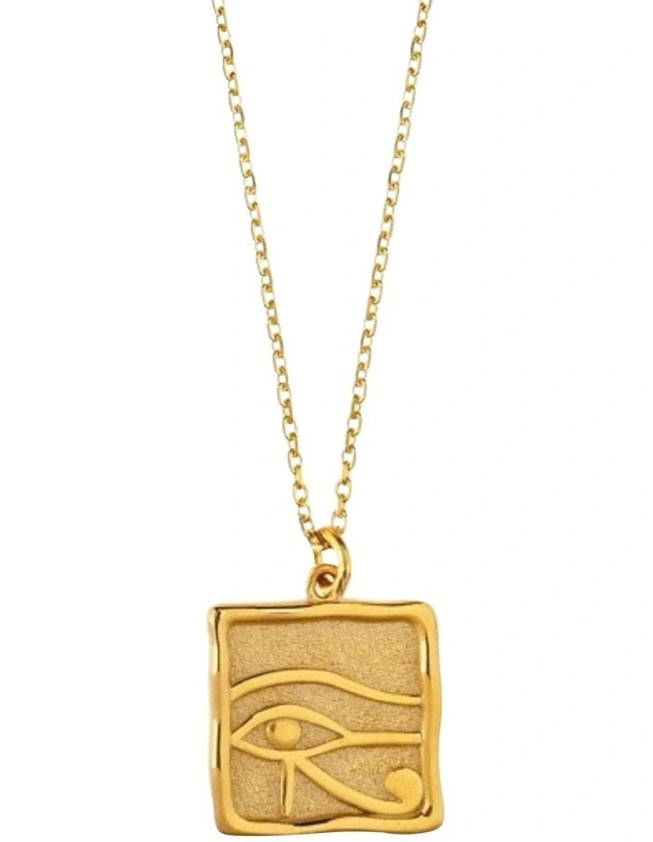 Funky Metal Symbolic Egyptian Eye Necklace in Gold image 1