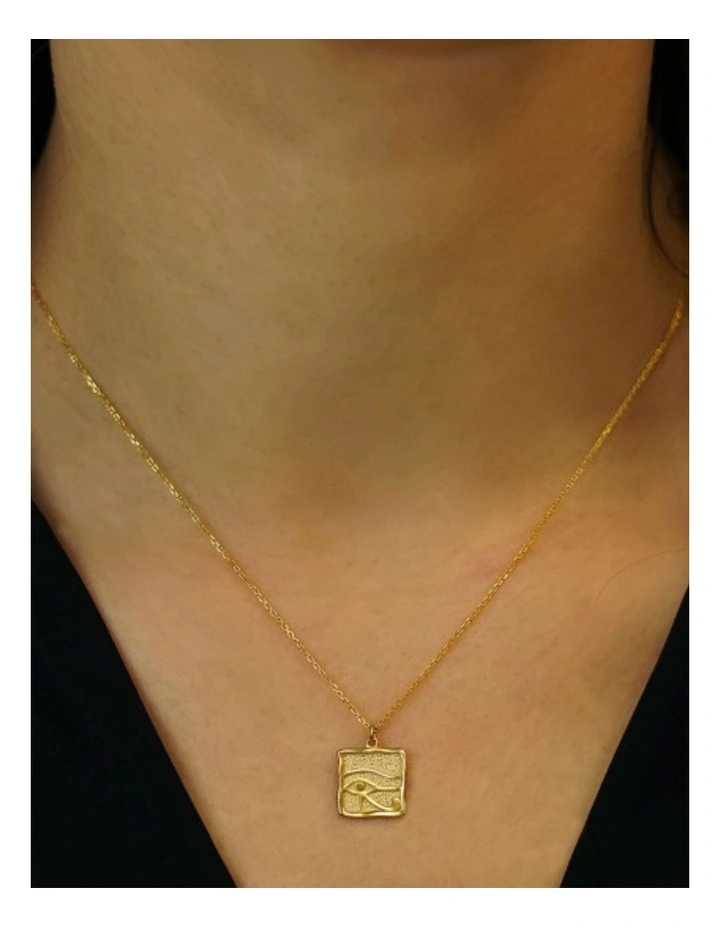 Funky Metal Symbolic Egyptian Eye Necklace in Gold image 2