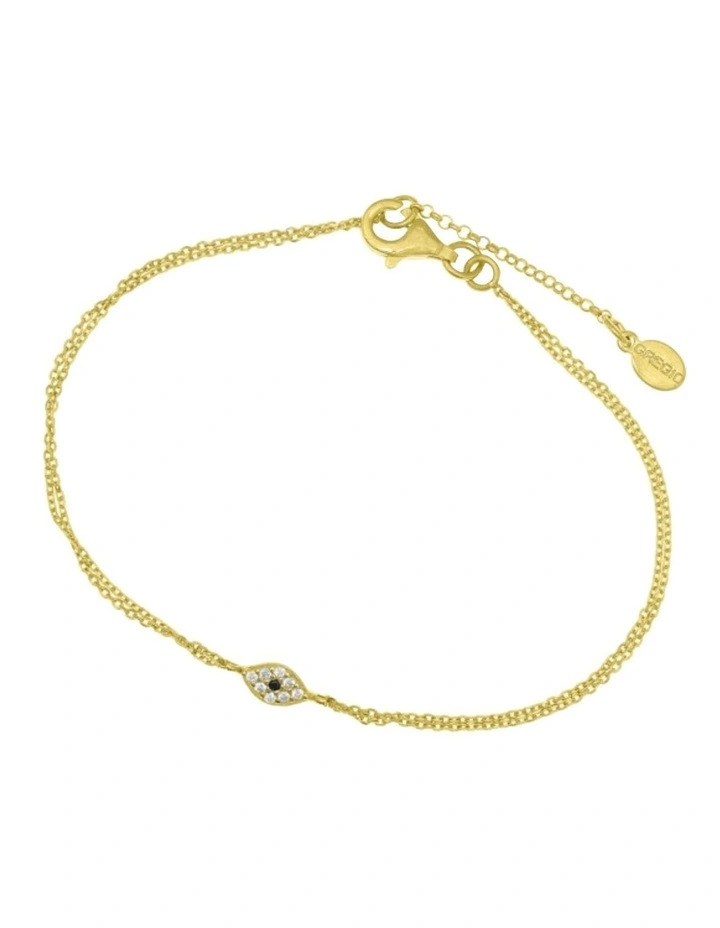 Simply Me Tiny Shiny Yg Bracelet W/ Cz Evil Eye in Gold image 1