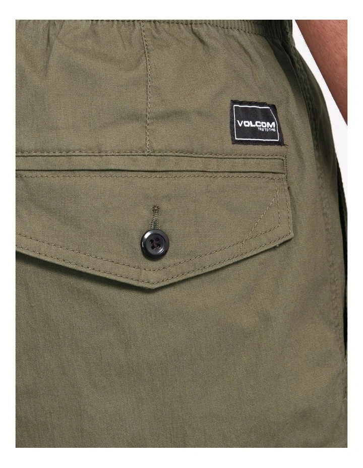 Billow Tapered Elastic Waist Cargo Pants in Green image 4