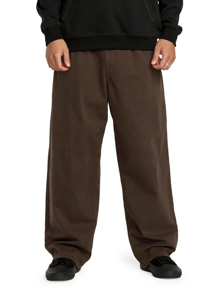 Chillow Pleat Elastic Waist Pant in Brown image 1