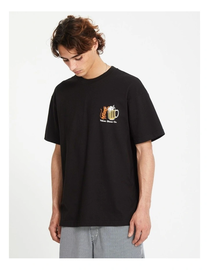 Curious Cat Short Sleeve T-shirt in Black image 3