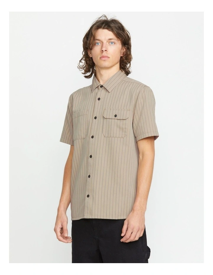 Trade Stone Short Sleeve Shirt in Beige image 3