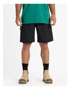 Elastic Waist Hybrid Shorts 20 Inch in Black
