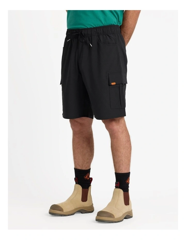 Elastic Waist Hybrid Shorts 20 Inch in Black image 3