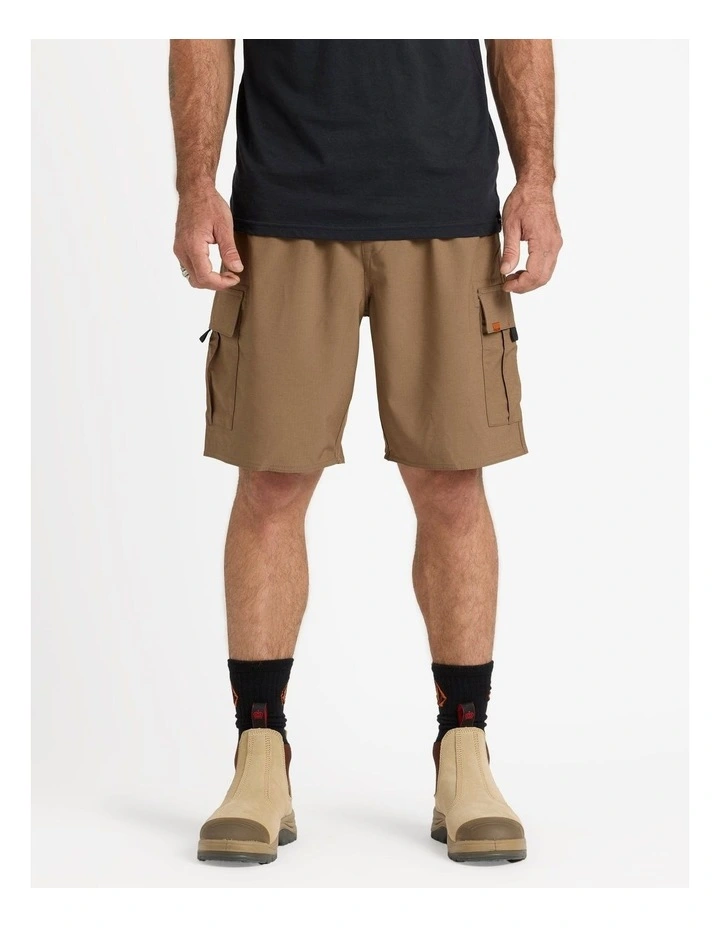 Elastic Waist Hybrid Shorts 20 Inch in Brindle image 1