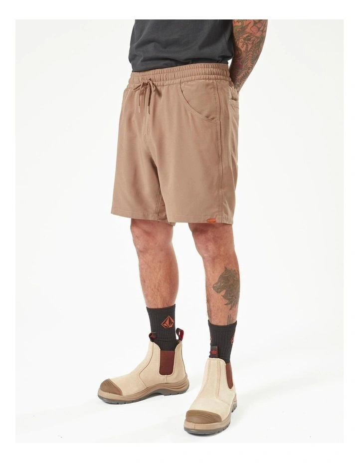 Workwear Rack Waist Shorts in Beige image 2