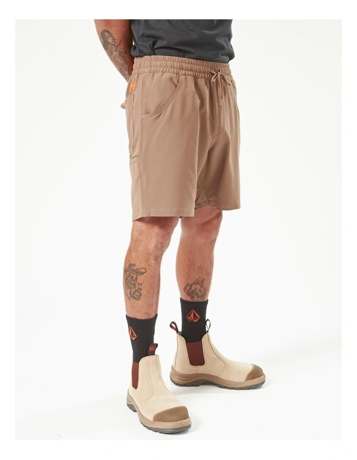Workwear Rack Waist Shorts in Beige image 3