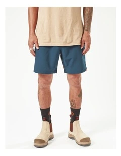 Workwear Rack Waist Shorts in Blue