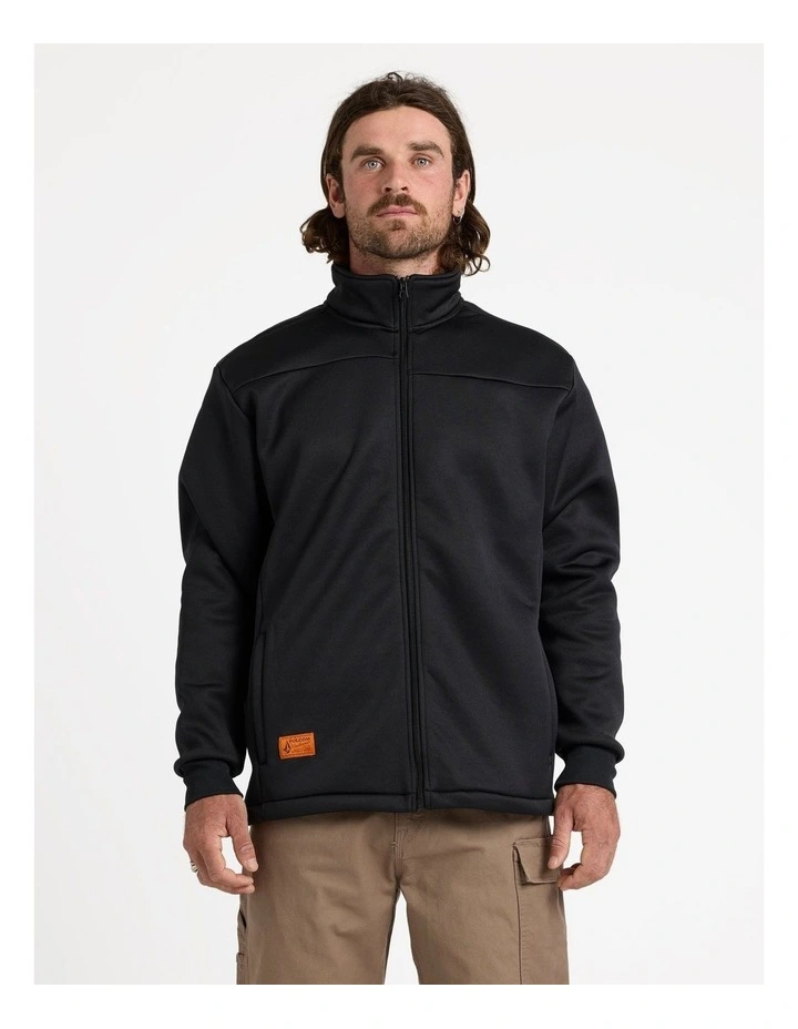 Workwear Bonded Zip Fleece Jacket in Black image 1