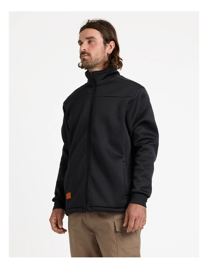 Workwear Bonded Zip Fleece Jacket in Black image 3