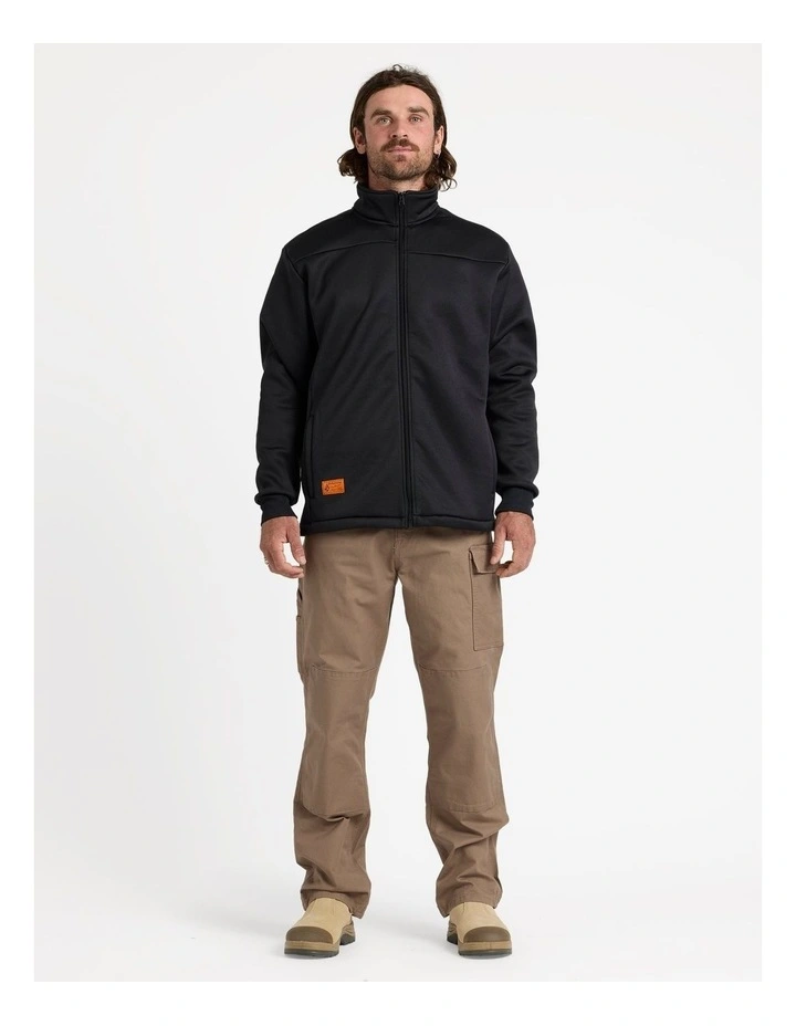 Workwear Bonded Zip Fleece Jacket in Black image 4