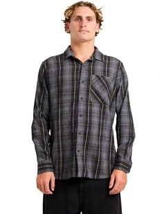 Heavy Twills Flannel Long Sleeve Shirt in Black