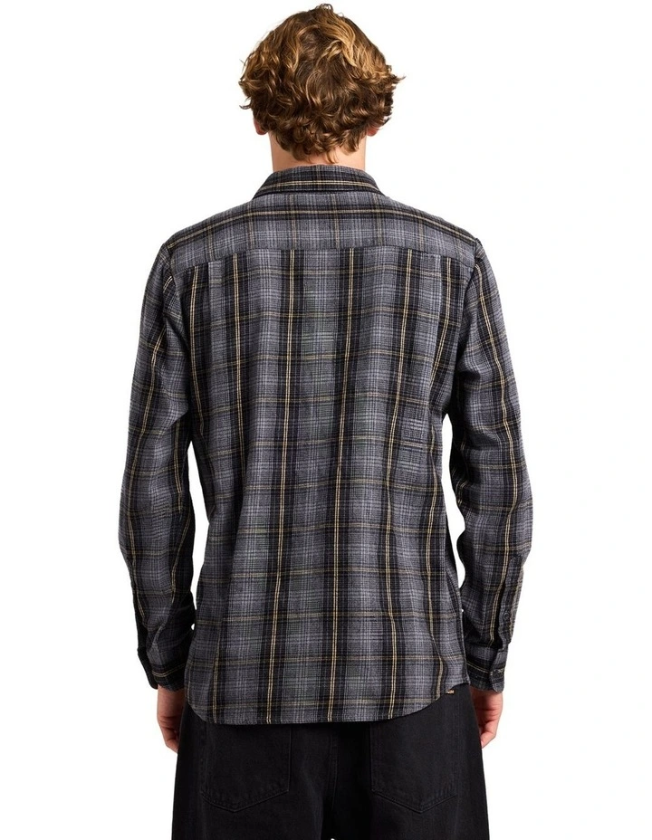 Heavy Twills Flannel Long Sleeve Shirt in Black image 2