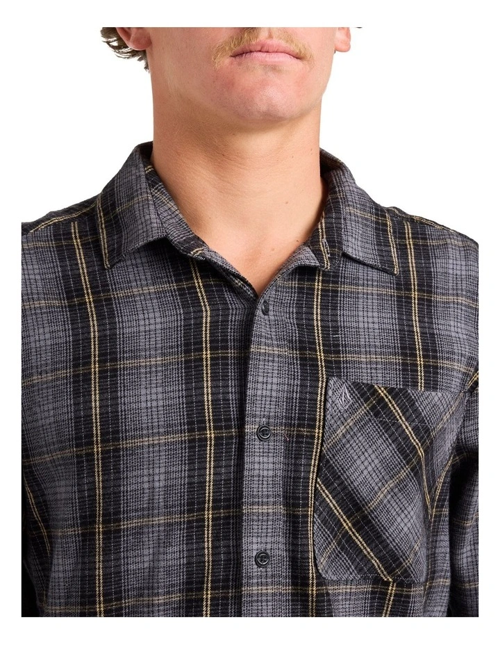 Heavy Twills Flannel Long Sleeve Shirt in Black image 4