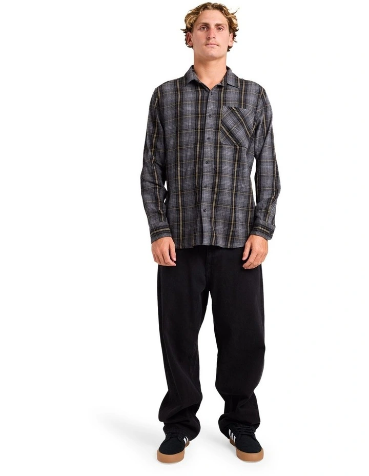 Heavy Twills Flannel Long Sleeve Shirt in Black image 5